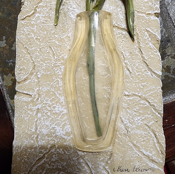 Rare Find Signed Vintage Cheri Blum 3D Resin Wall Art Plaques Flowers in Vases - Picture 6 of 6